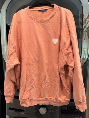 Women's Crewneck Heart Sweatshirt in Peach